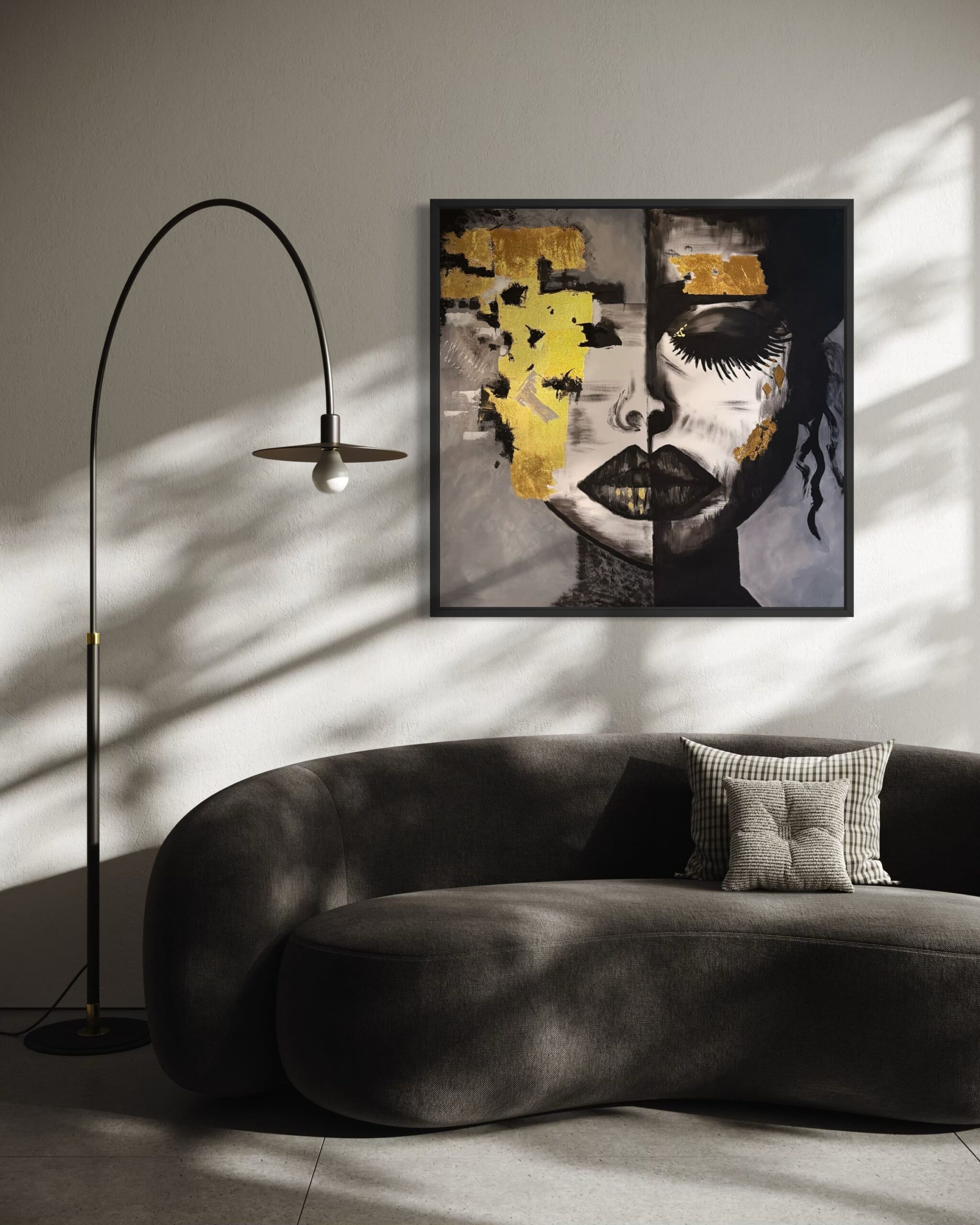 Abstract black and white portrait painting on canvas – SIDIRO Art Studio